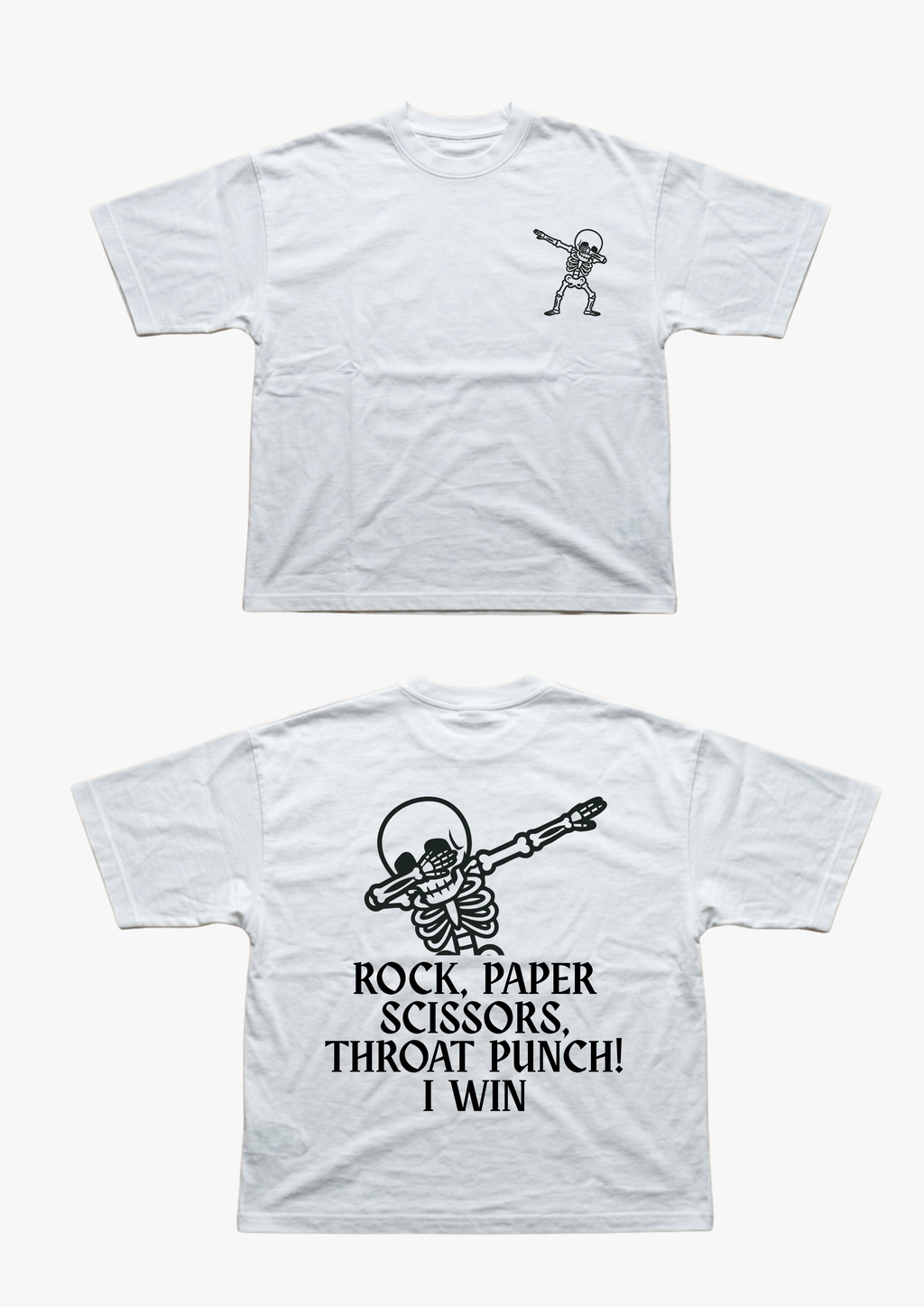 Rock, Paper, Scissors, Throat Punch! Unisex Oversized Tee