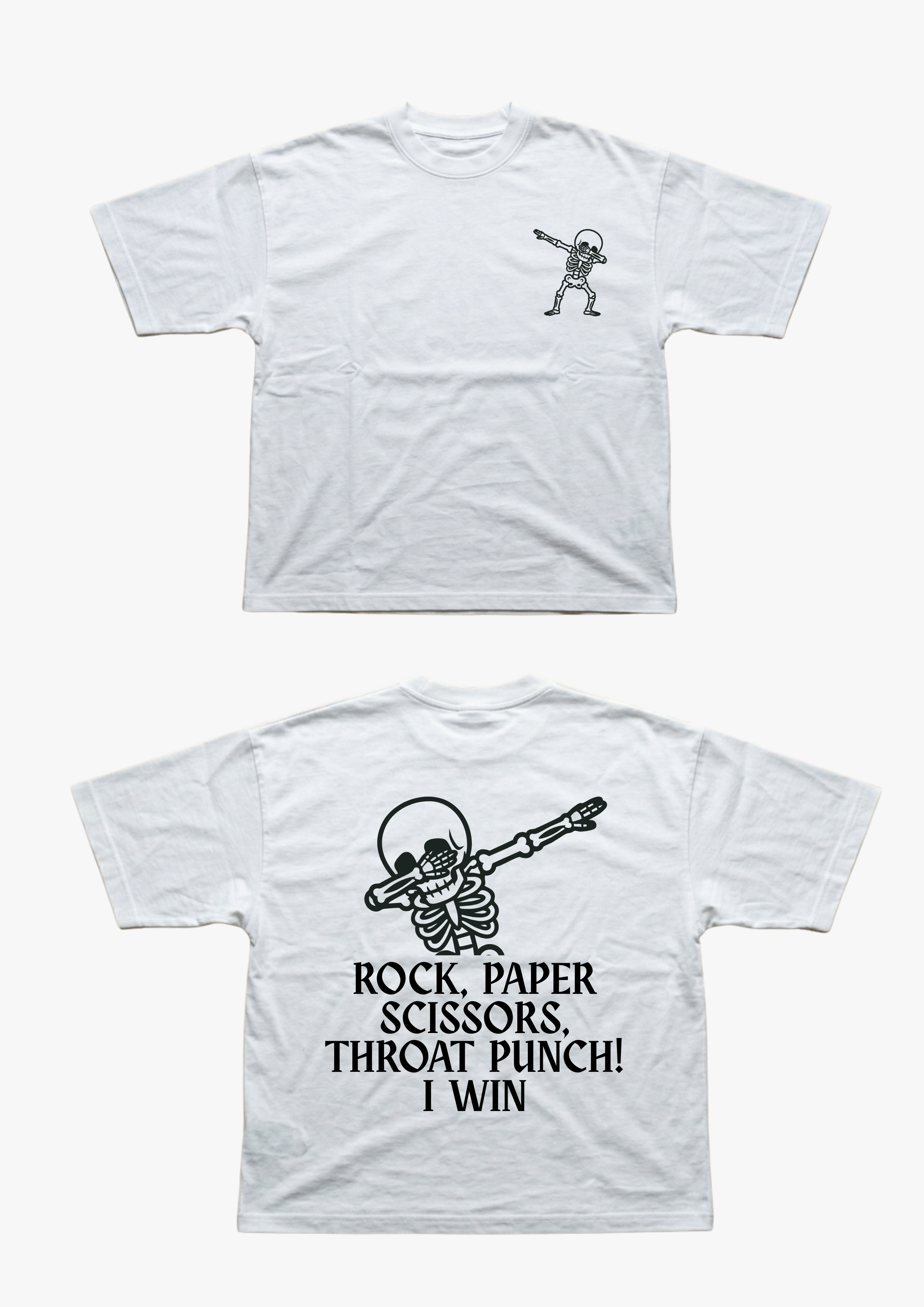 Rock, Paper, Scissors, Throat Punch! Unisex Oversized Tee
